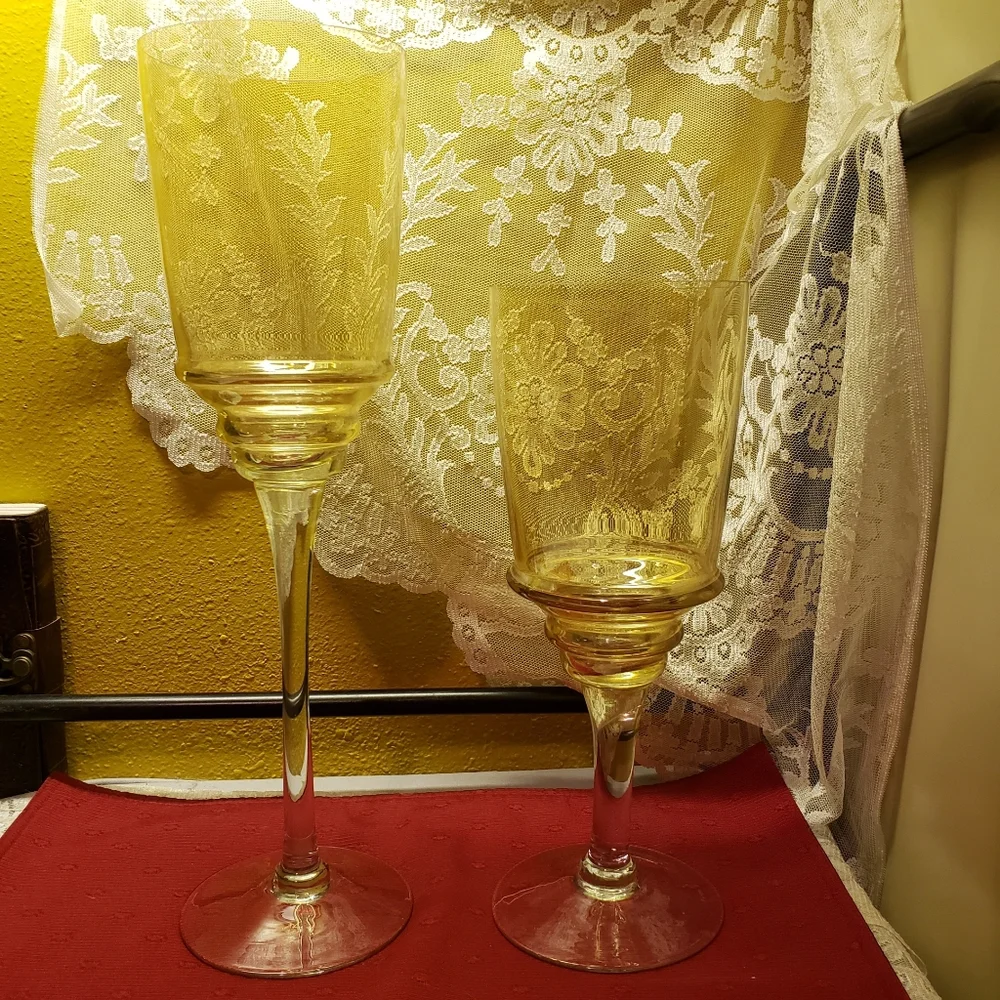 2 Vtg Crystal Wine/Lemonade/Drink Goblets/Glasses Wedding New Year's Festival
